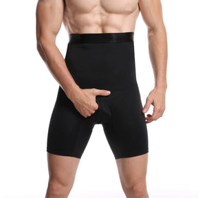 Men's Double layered High Waist Tight Belly Pants Elastic Solid Color Men's Breathable Lifting Hip Shaping Pants - V.I.P Digital Presence