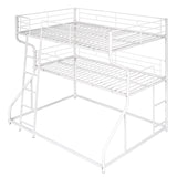 Full XL over Twin XL over Queen Size Triple Bunk Bed with Long and Short Ladder White