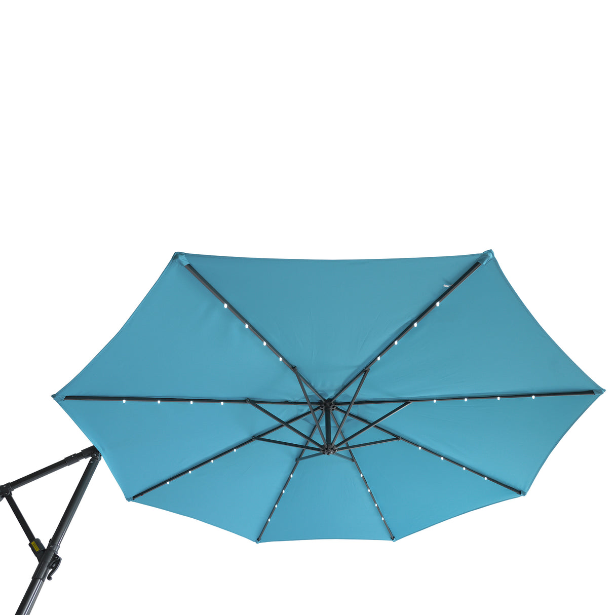 10 FT Solar LED Patio Outdoor Umbrella Hanging Cantilever Umbrella Offset Umbrella Easy Open Adustment with 32 LED Lights - V.I.P Digital Presence
