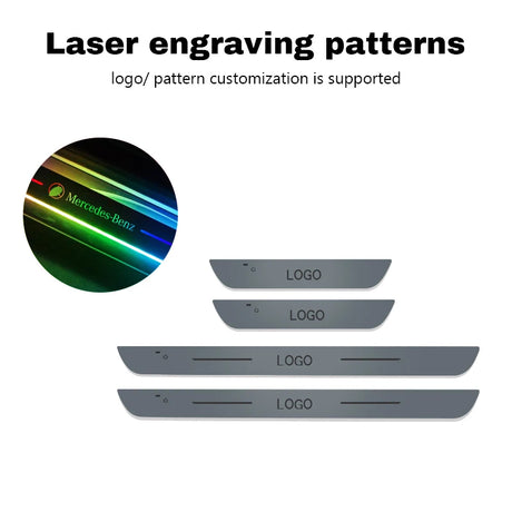 Acrylic Universal Car Led Welcome Pedal Light Led Moving Door Scuff Led Door Sill Scuff Plate car logo  4PCS Set - V.I.P Digital Presence