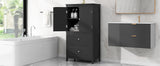 Bathroom Storage Cabinet, Cabinet with Two Doors and Drawers, Adjustable Shelf, MDF Board, Black - V.I.P Digital Presence