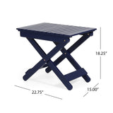 Outdoor Folding Wooden Side Table, Navy Blue, 15"D x 22.75"W x 18.25"H - V.I.P Digital Presence
