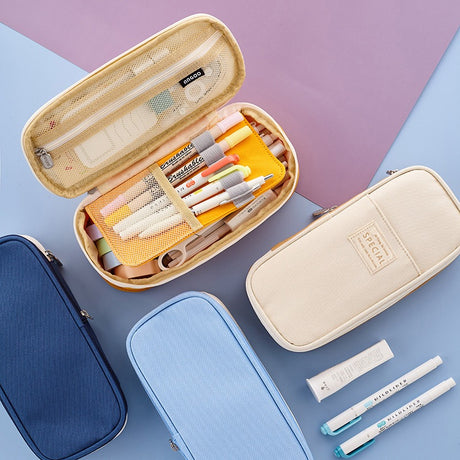 Macaron color block can transform into a large capacity upgraded pencil case stationery - V.I.P Digital Presence