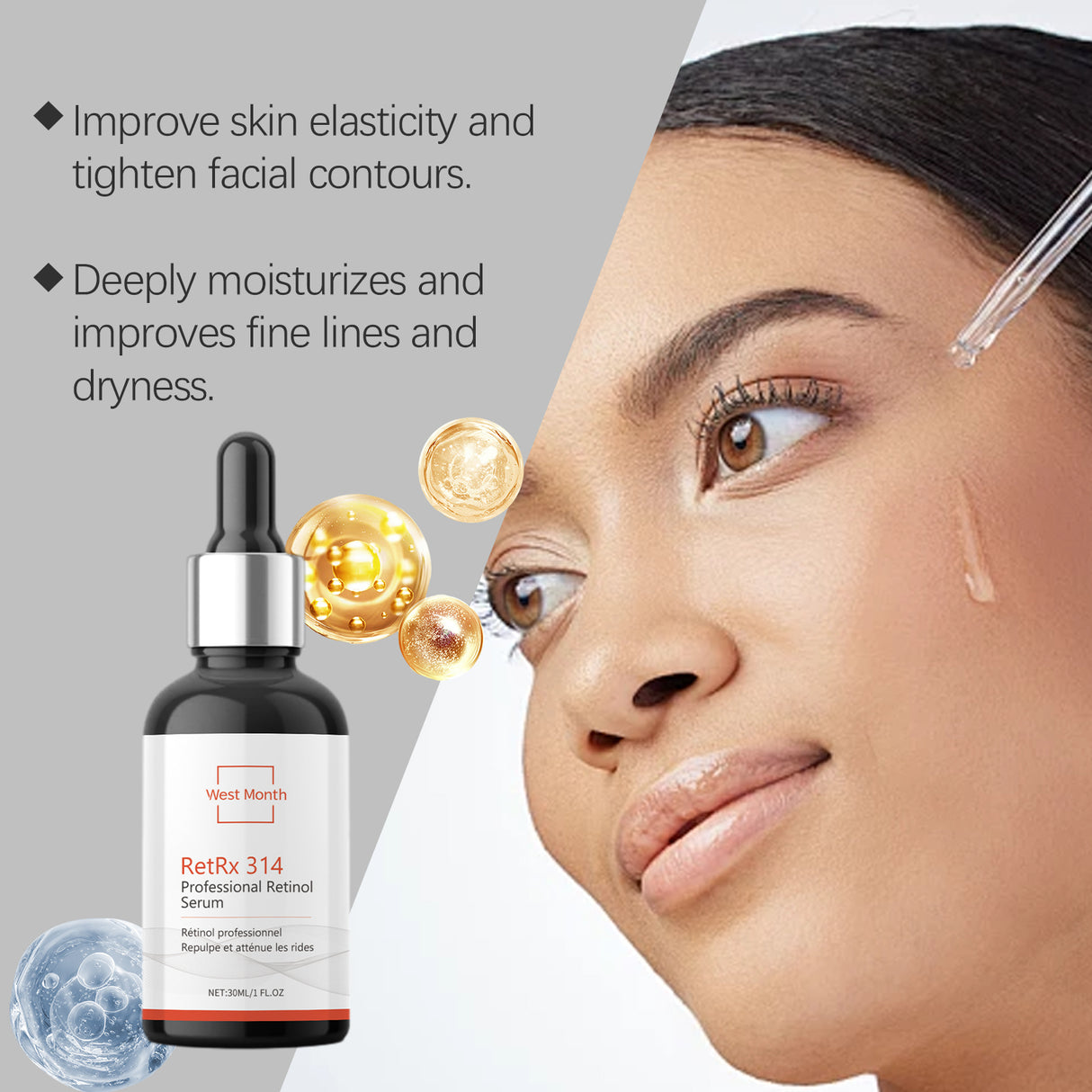 Retinol Essence Facial Skin Supple, Hidratante, Nutritiva y Mejora la Condición Facial Esencia