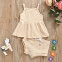 Baby Summer Clothing Newborn Baby Girls Casual Sleeveless Solid organic cotton Tops + Shorts 2pcs Clothes Set 1-3Years - V.I.P Digital Presence