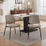 2-piece retro linen chair set with curved wooden backrest, cushioned seat, adjustable metal legs, (Beige Linen) - V.I.P Digital Presence