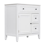 30" Bathroom Vanity with Sink Top, Bathroom Vanity Cabinet with Door and Two Drawers, Solid Wood Frame, One Package, White - V.I.P Digital Presence