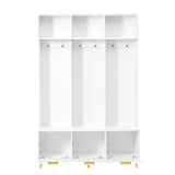 Large storage hall tree with bench, multifunctional storage platform, luxury clothes hanger equipped with 6 gold hooks - V.I.P Digital Presence