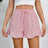 Women's cotton and linen shorts with ruffled edges and drawstring casual pants for women - V.I.P Digital Presence
