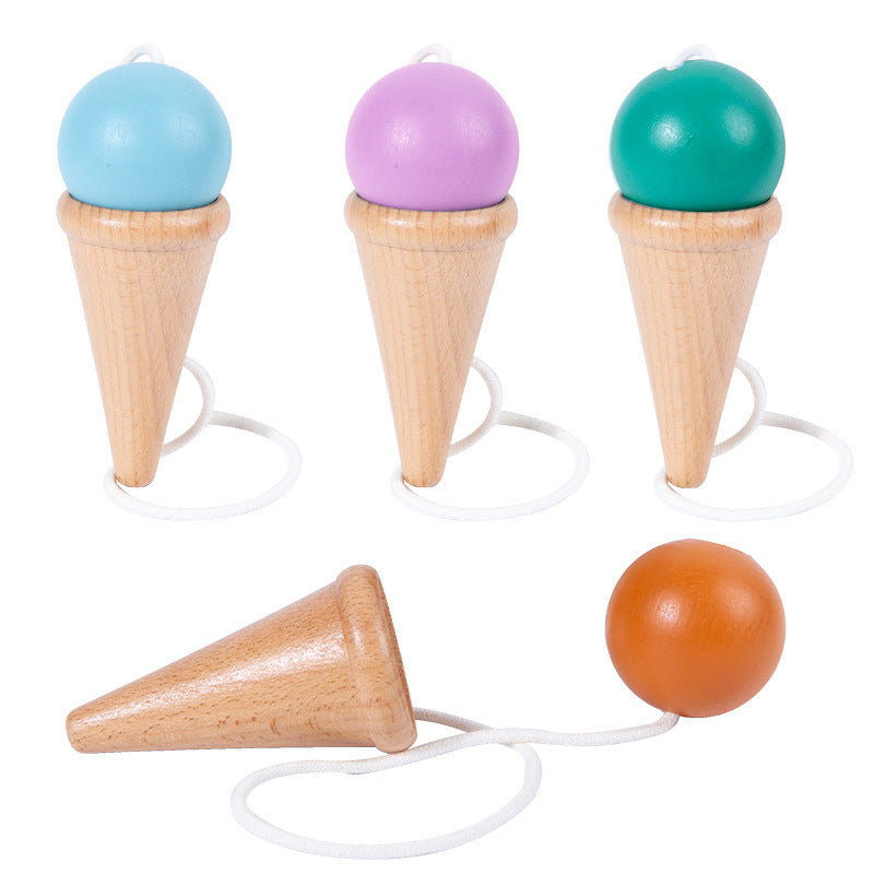 Hand eye coordination traditional toy wooden skill cup sensory integration training throwing and catching ball - V.I.P Digital Presence