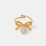Stainless Steel Pearl Bow Ring - V.I.P Digital Presence