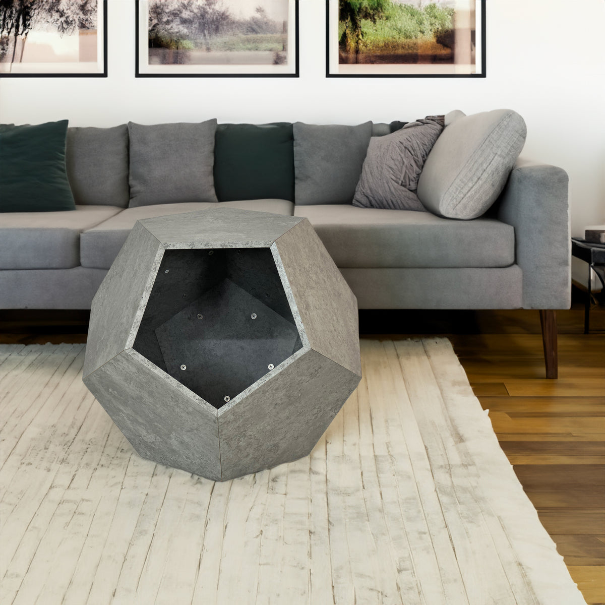 25.98"Modern Pet Furniture Cat Litter Side Table, Sofa Side Table, Planter MDF Multifunctional Furniture, Cement Gray - V.I.P Digital Presence
