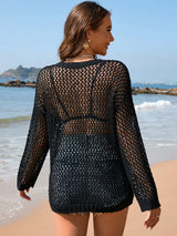 Openwork Dropped Shoulder Cover Up - V.I.P Digital Presence
