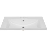 30" Single Bathroom Vanity Top with White Basin, 3-Faucet Holes, Ceramic, White - V.I.P Digital Presence