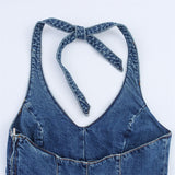 Fashionable and Sexy Halter Denim Jumpsuit for Women Style - V.I.P Digital Presence
