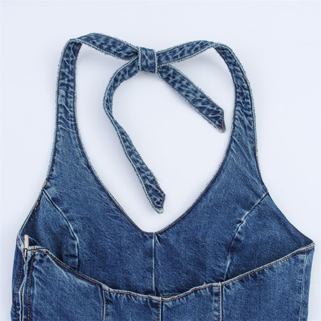 Fashionable and Sexy Halter Denim Jumpsuit for Women Style - V.I.P Digital Presence