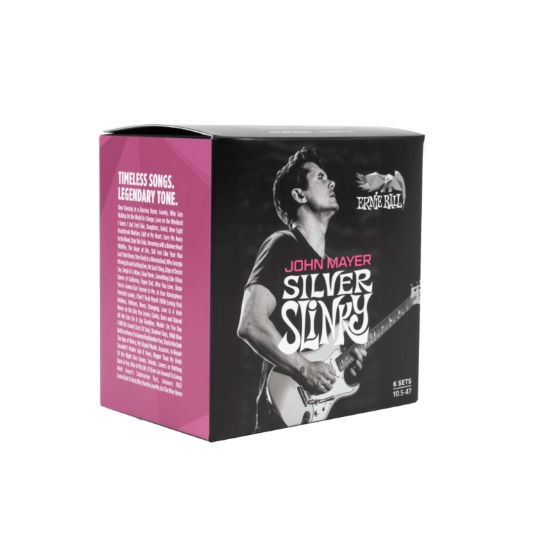Ernie Ball John Mayer Silver Slinky Nickel Wound Electric Guitar Strings 3-Pack Tin - 10.5-47 Gauge - V.I.P Digital Presence
