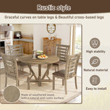 Set of 2 Dining Chairs Modern Farmhouse Rustic Look Distressed Design Ladderback Solid Wood - V.I.P Digital Presence