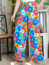 Personalized floral print high waisted straight leg pants for women - V.I.P Digital Presence
