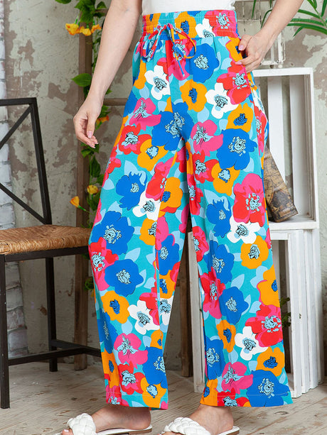 Personalized floral print high waisted straight leg pants for women - V.I.P Digital Presence