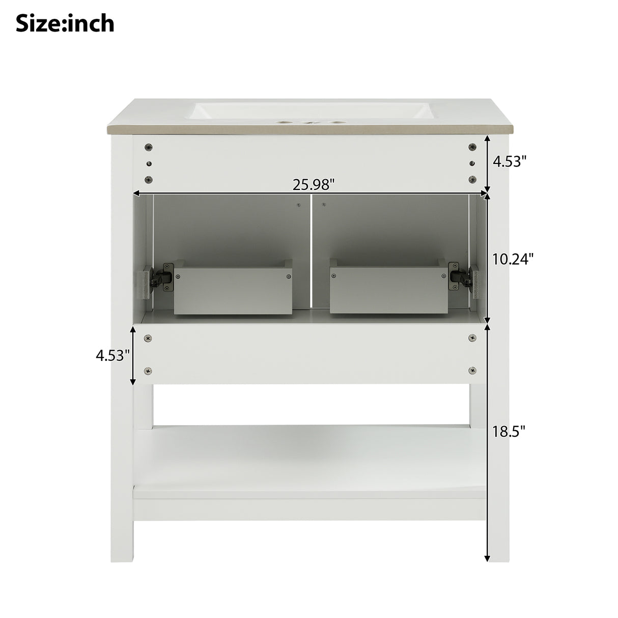 30-Inch White Bathroom Vanity with Ceramic Sink and Versatile Storage - Ideal for Small Bathrooms - V.I.P Digital Presence