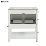 30-Inch White Bathroom Vanity with Ceramic Sink and Versatile Storage - Ideal for Small Bathrooms - V.I.P Digital Presence