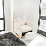 Accent Rocking  Chair with Footrest High Back Rubber Wood Rocking Legs Bedroom Living Space - V.I.P Digital Presence
