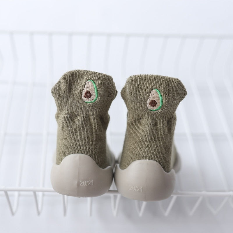 Autumn New Soft Sole Baby Walking Shoes Knitted Embroidered Baby Floor Socks Shoes Avocado Children's Socks - V.I.P Digital Presence