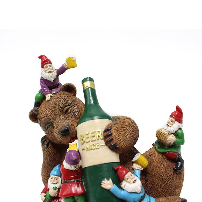 Resin Drunk Brown Bear and Dwarf Decorations Creative Courtyard Garden - V.I.P Digital Presence