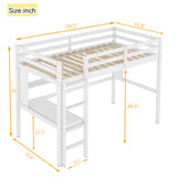 Twin Loft Bed with built-in desk and bookcase of three compartments, Guardrails and Ladder,White - V.I.P Digital Presence