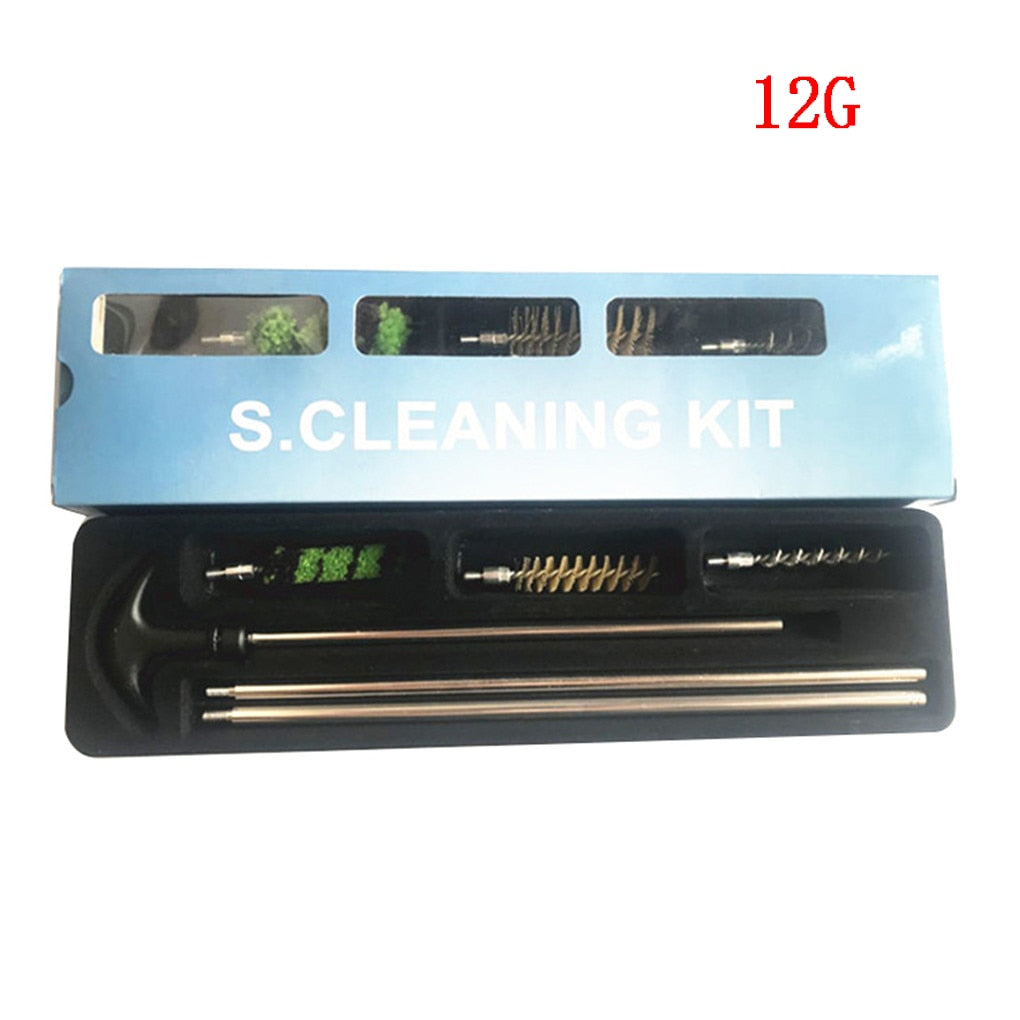 Juego de 6 piezas de limpieza táctica para pistolas de caza, calibre 12, 16, 20 y 410, con cepillo para varillas, kit de limpieza para tubos de rifle y pistola. 