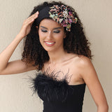 Diamond inlaid fabric flower toothed anti slip exaggerated headband - V.I.P Digital Presence