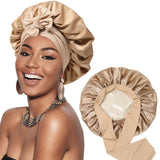 Bow bow ribbon nightcap single-layer color Ding round hat long tail hair care hat - V.I.P Digital Presence
