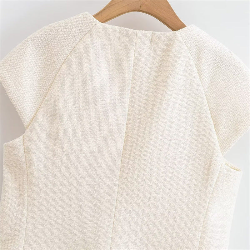 Fashionable Casual Round Neck Versatile Vest with Front Button Closure for Women - V.I.P Digital Presence