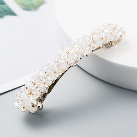 Korean Style Retro Crystal Beaded Hair Clip Simple Wild One Word Clip Female Side Clip Spring Clip Korean Hair Accessories - V.I.P Digital Presence
