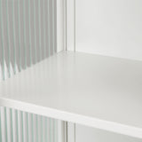 23.62"Glass Doors Modern Two-door Wall Cabinet with Featuring Two-tier Enclosed Storage an Open Shelf and Towel Rack