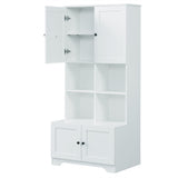 Bathroom storage cabinet, 4-door independent cabinet, adjustable shelf, open multi-layer shelf, white - V.I.P Digital Presence