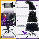 6FT artificial fir curved top Halloween tree, with 1080 lush branch tips and 300 LED lights in a Christmas and Halloween style - V.I.P Digital Presence