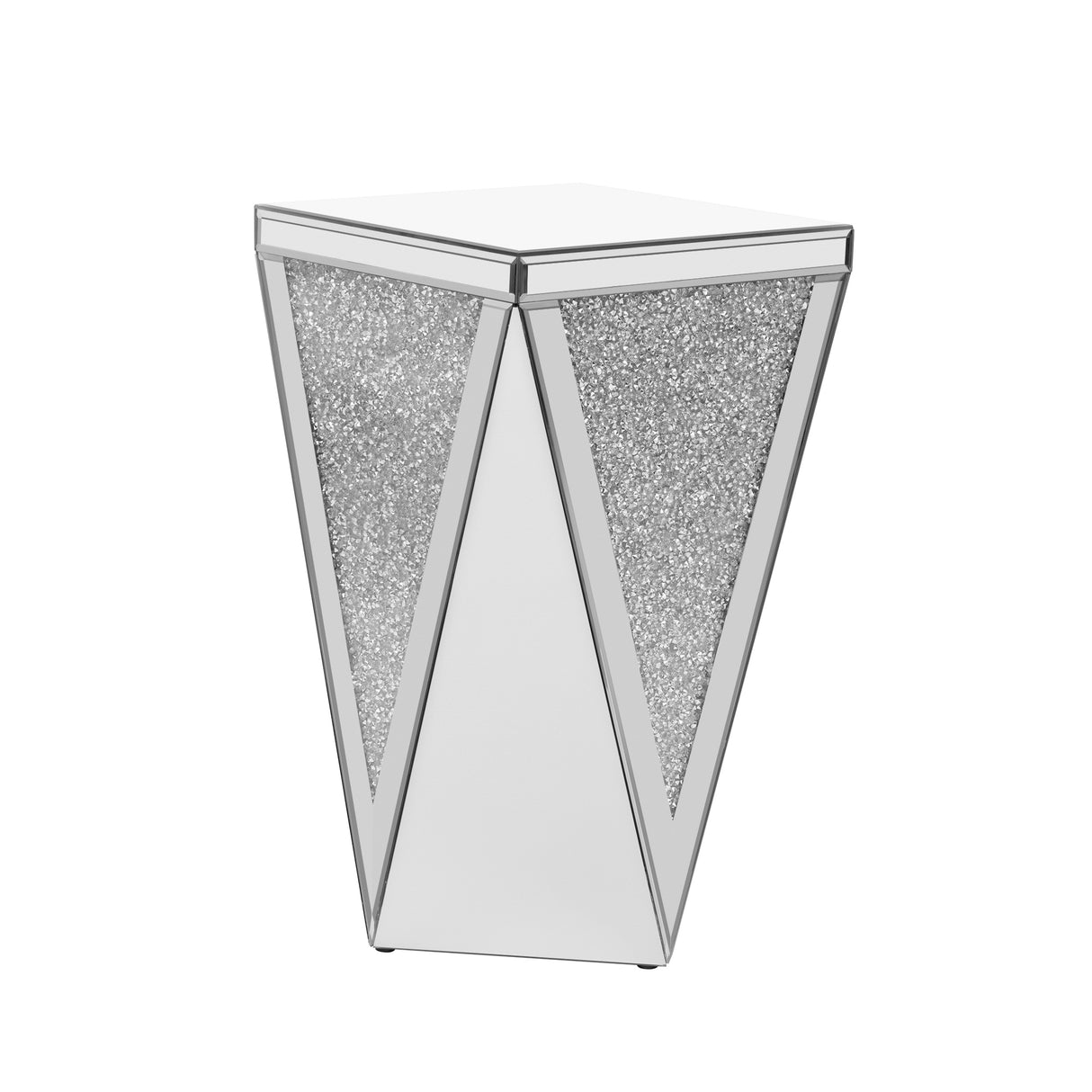 U-Can 13.8'' Silver Square Mirrored End Table, Modern Side Table with Crushed Diamond for Living Room, No Assembly Required - V.I.P Digital Presence