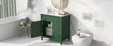 30" Bathroom Vanity with Sink Top, Bathroom Vanity Cabinet with Door and Two Drawers, Solid Wood Frame, One Package, Green - V.I.P Digital Presence