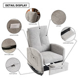 Accent Rocking Chair with Footrest High Back Rubber Wood Rocking Legs Bedroom Living Space - V.I.P Digital Presence