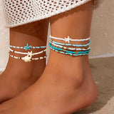 Conch Rice Bead Anklet Multi Layer Beach Foot Accessories Hot Selling Ocean Star Resort Foot Chain Set - V.I.P Digital Presence