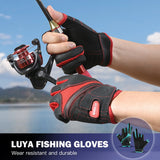 Guantes de pesca con señuelo antideslizantes, transpirables y de tres dedos, resistentes al desgaste y anticortes, para deportes al aire libre, otoño e invierno