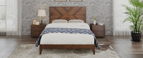 Mid-Century Modern Platform Bed Wood Slat Support with No Box Spring Needed,Full, Walnut - V.I.P Digital Presence