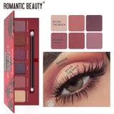 Romantic Beauty 6 Color Pearlescent Matte Eye Shadow Plate Sunset Pattern Eye Shadow With Brush Head - V.I.P Digital Presence