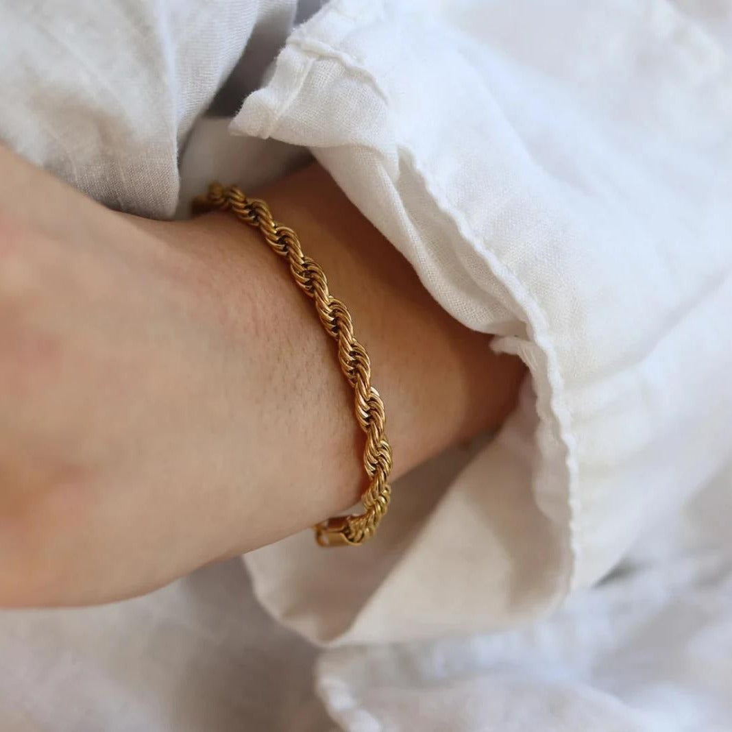 Hip hop gold Fried Dough Twists chain thick bracelet small jewelry chain - V.I.P Digital Presence
