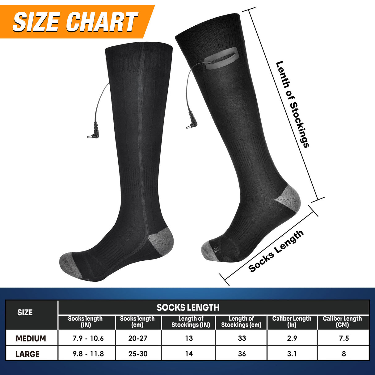 HailiCare Electric Heating Socks Rechargeable Heating Socks Adjustable Temperature Warm Long Tube Electric Heating Socks - V.I.P Digital Presence