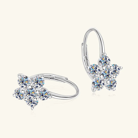 1.2 Carat 925 Sterling Silver Moissanite Flower Huggie Earrings - V.I.P Digital Presence