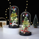 Christmas Gift LED Light Illumination Decorative Ornament Mini Christmas Tree Deer Glass Cover - V.I.P Digital Presence