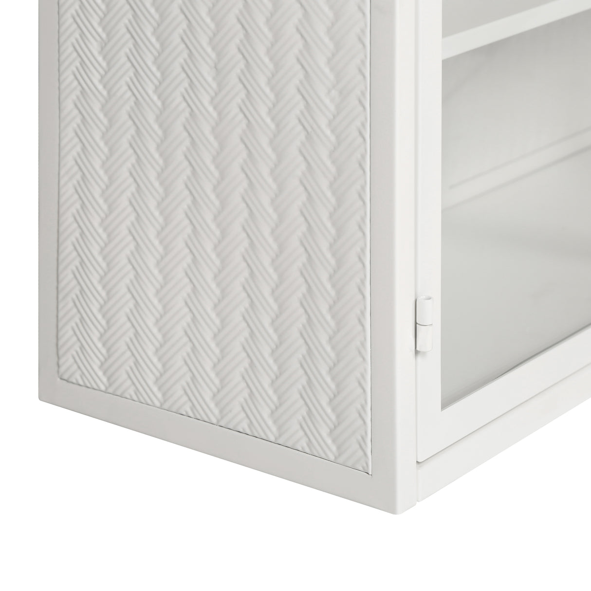 27.56"Glass Doors Modern Two-door Wall Cabinet with Featuring Three-tier Storage White